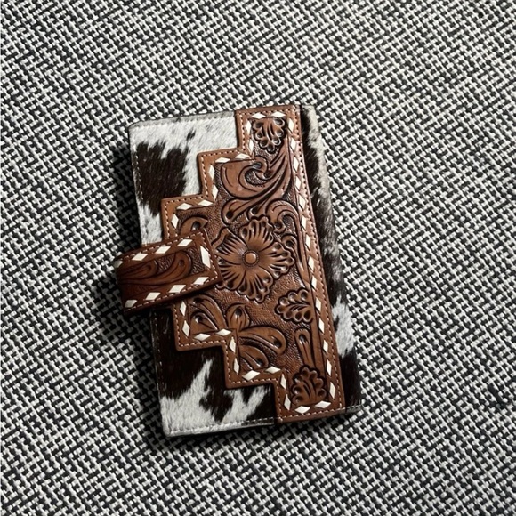 Brown and Black Hand Tooled Boutique Leather Wallet